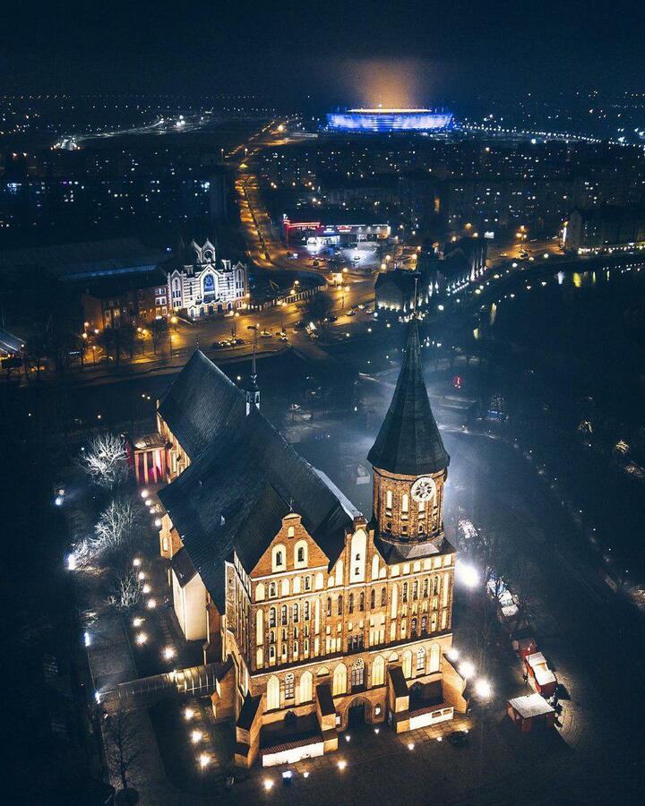 Кёнигсбергский собор ночью, вид сверху, Калининград, Кёнигсберг, Königsberger