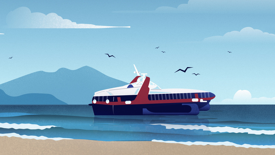иллюстрация морского такси курсирующее между Сочи и Геленджиком